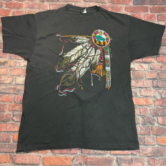diamond Other - Vintage Diamond Dust Black Indian T-Shirt Size XL Single Stitch Bling Shirt 95'